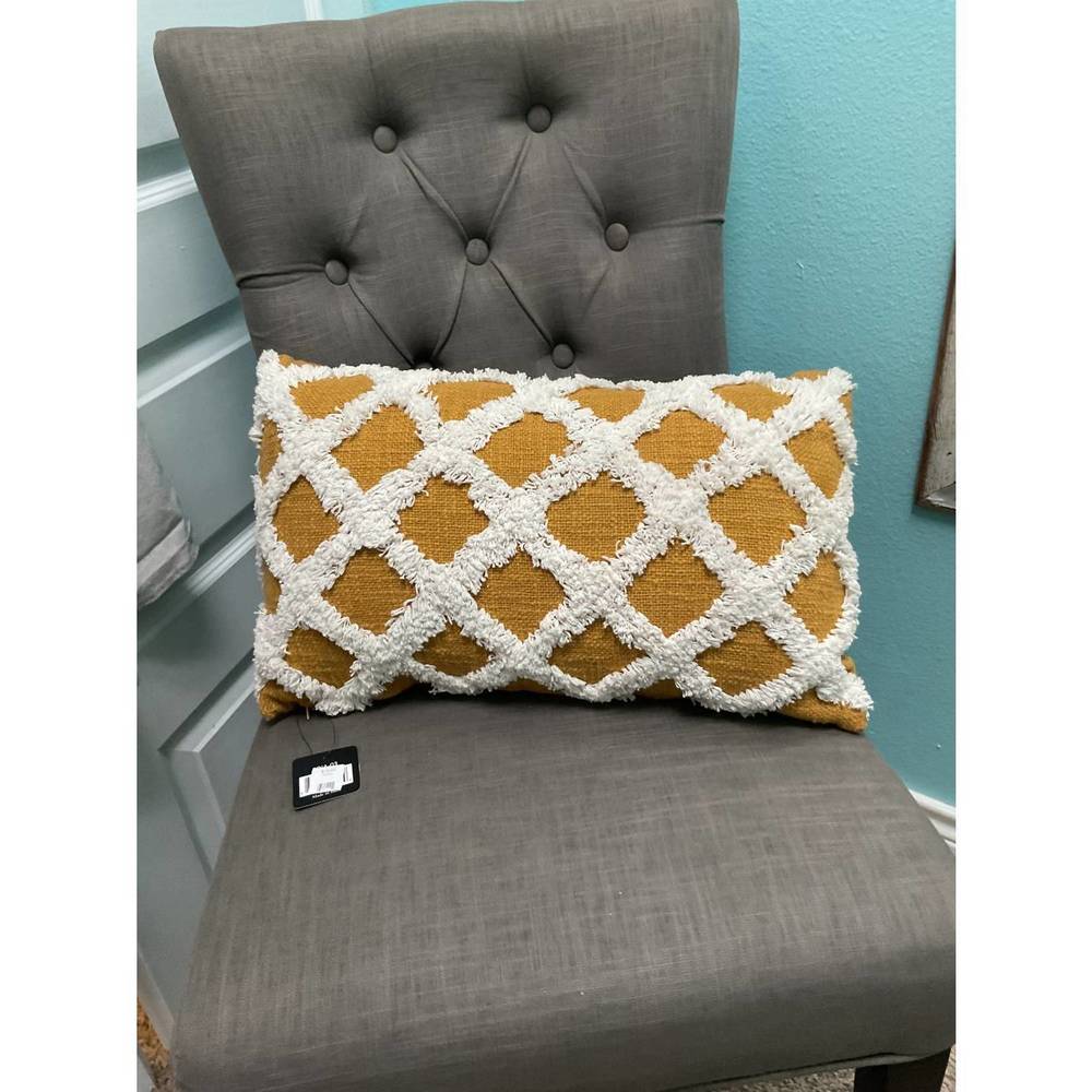 NEW CARAVAN HOME DECOR criss-cross accent pillow in mustard